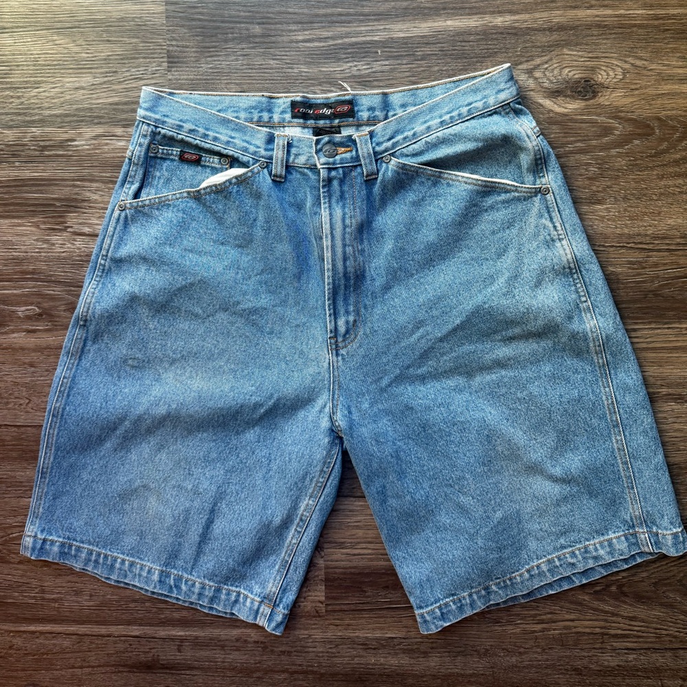 Raw edge baggy Light Blue Denim Shorts size 34